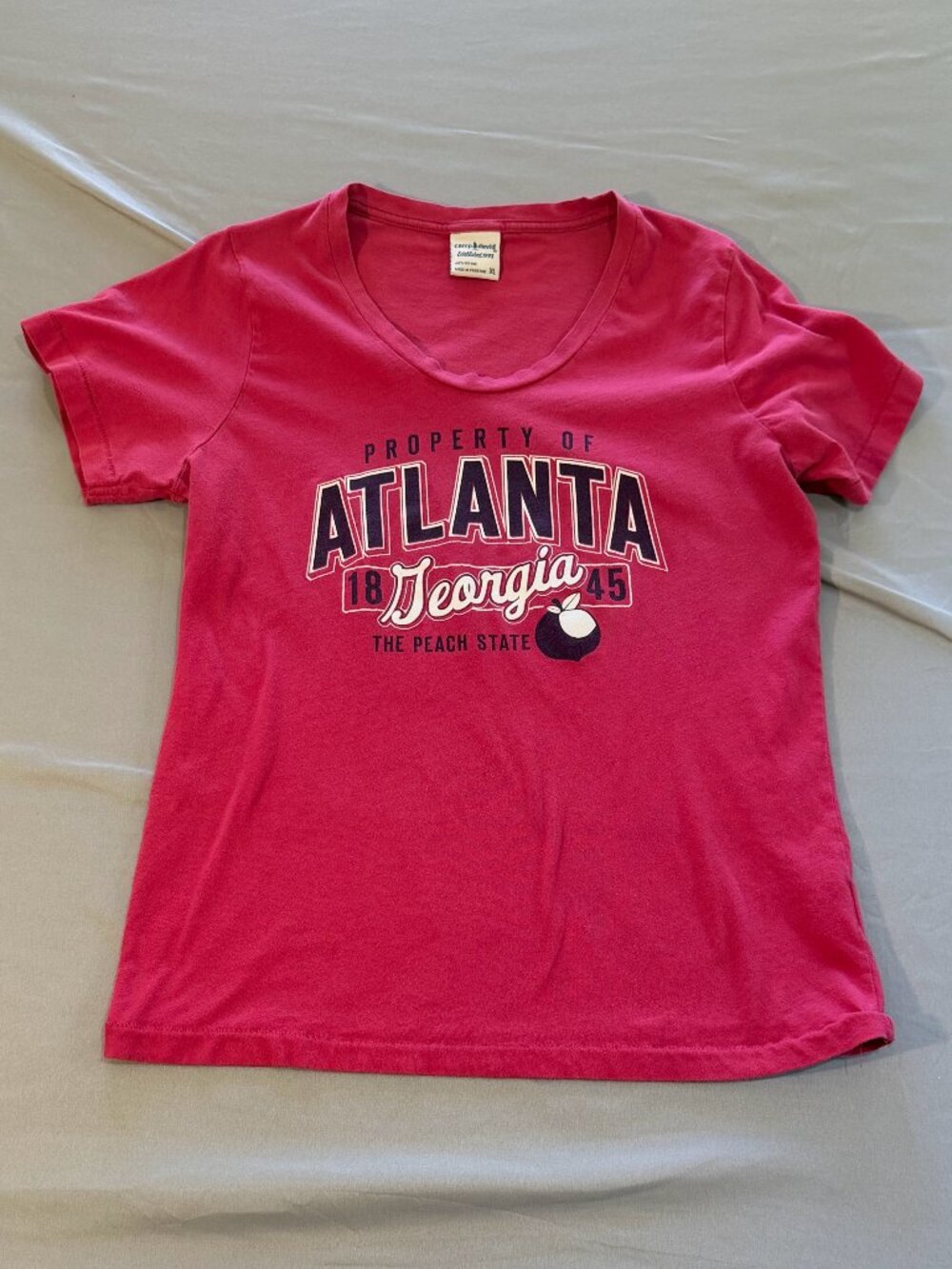 Camp David Women's Atlantic Georgia Peach State Graphic Print Tee Shirt XL Pink